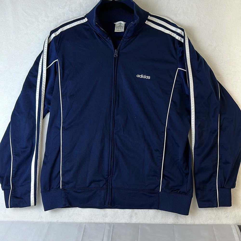 Adidas Men’s Original 3 Stripe Track Jacket Full Zip Blue White Size Medium
